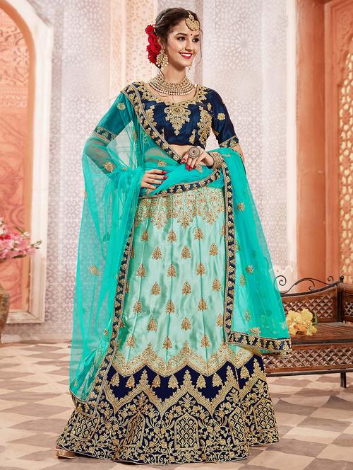 embroidered a-line lehenga - 17206082 - Very Small Image - 1
