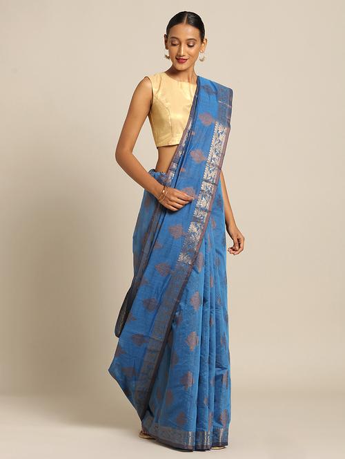 gold print handloom saree - 17207318 - Very Small Image - 1