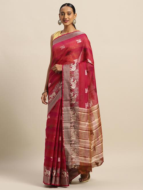 self design handloom saree with blouse - 17207325 - Very Small Image - 1