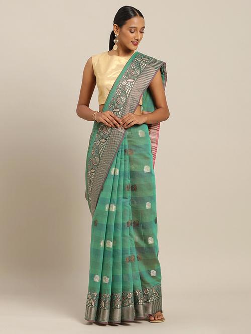 women's self design olive colored saree - 17207332 - Very Small Image - 1