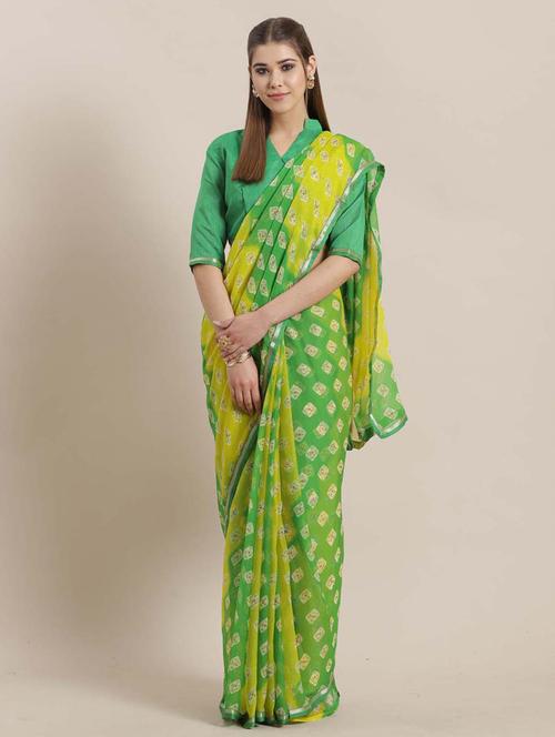 bandhani printed saree with blouse - 17207679 - Very Small Image - 1