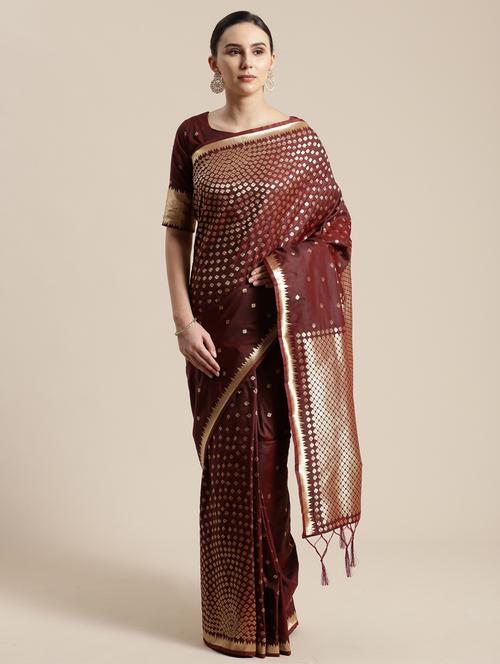 self design woven saree with blouse - 17207721 - Very Small Image - 1