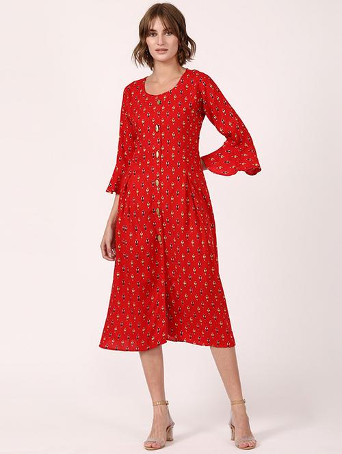 bell sleeves printed dress  - 17207930 - Very Small Image - 1
