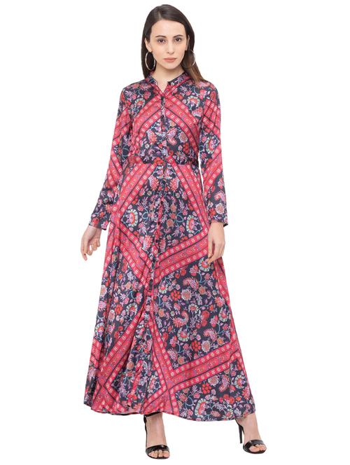 mandarin neck floral maxi dress  - 17208705 - Very Small Image - 1