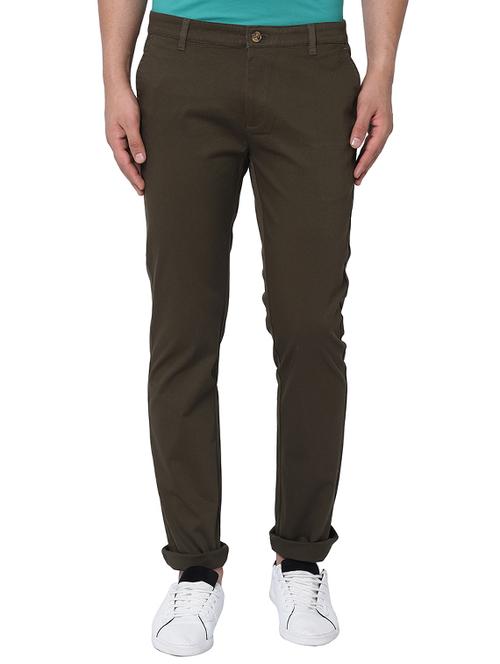 green textured flat front casual trouser - 17209295 - Very Small Image - 1