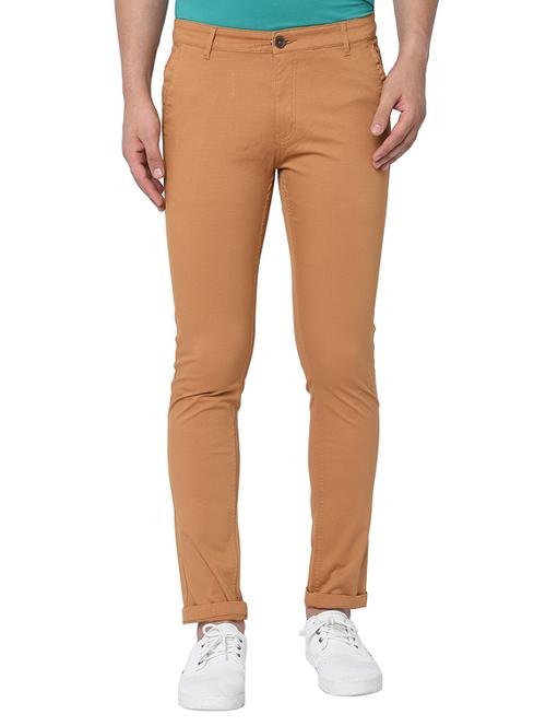 brown textured flat front casual trouser - 17209296 - Very Small Image - 1