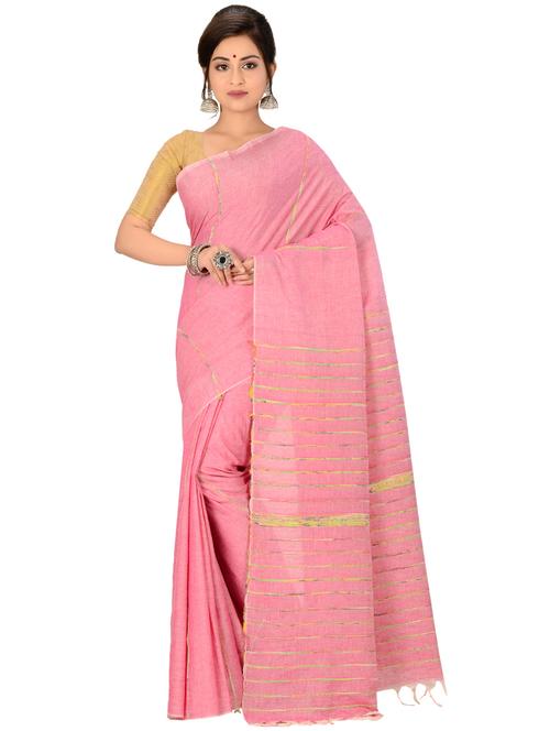 striped handloom saree with blouse - 17210435 - Very Small Image - 1