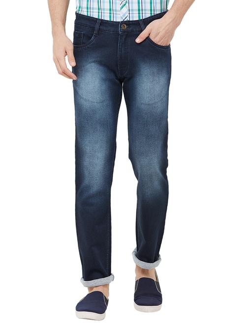 navy blue heavy washed denim jeans - 17211810 - Very Small Image - 1