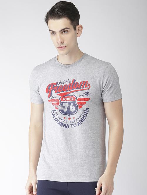 grey chest print t-shirt - 17212247 - Very Small Image - 1