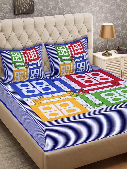   cotton ludo print double bedsheet with 2 pillow covers - 17212477 - Very Small Image - 1