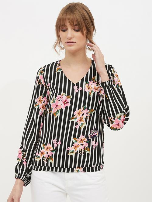 women's straight v neck top - 17215460 - Very Small Image - 1