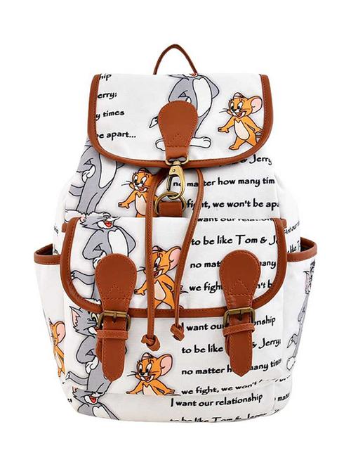 white typographic printed regular backpack - 17215594 - Very Small Image - 1