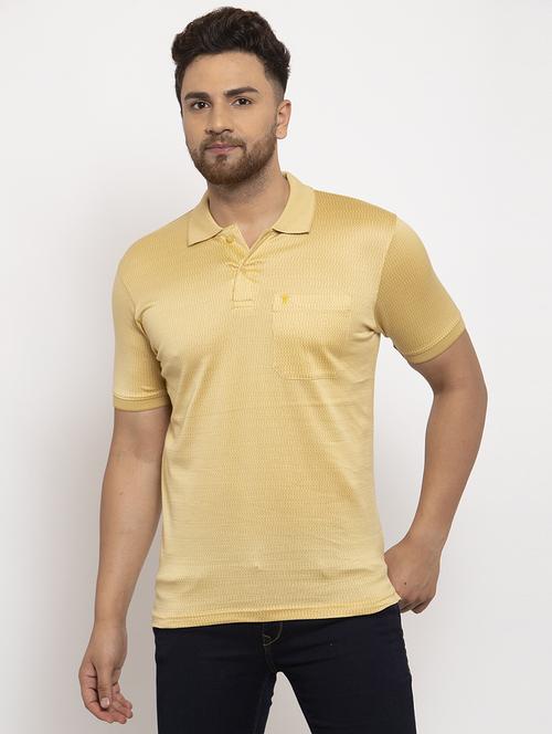 yellow self design polo t-shirt - 17216274 - Very Small Image - 1