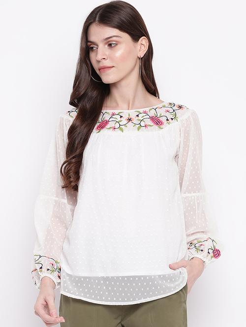 women's straight boat neck top - 17216362 - Very Small Image - 1