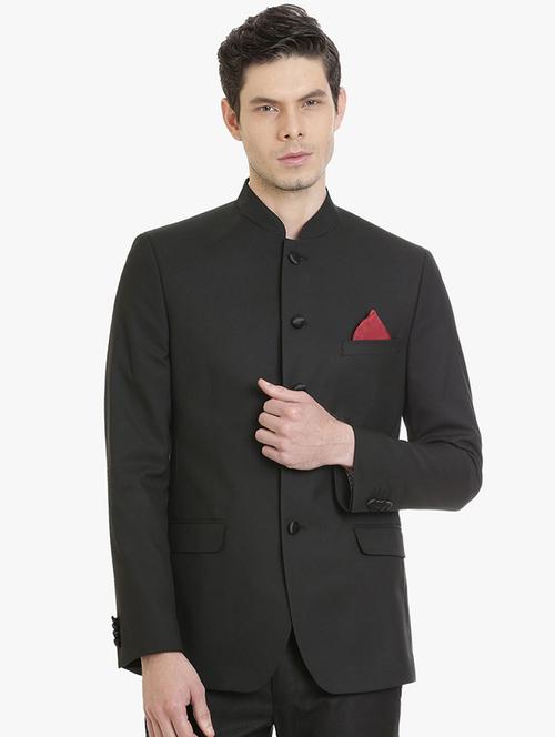 black solid bandhgala - 17218422 - Very Small Image - 1