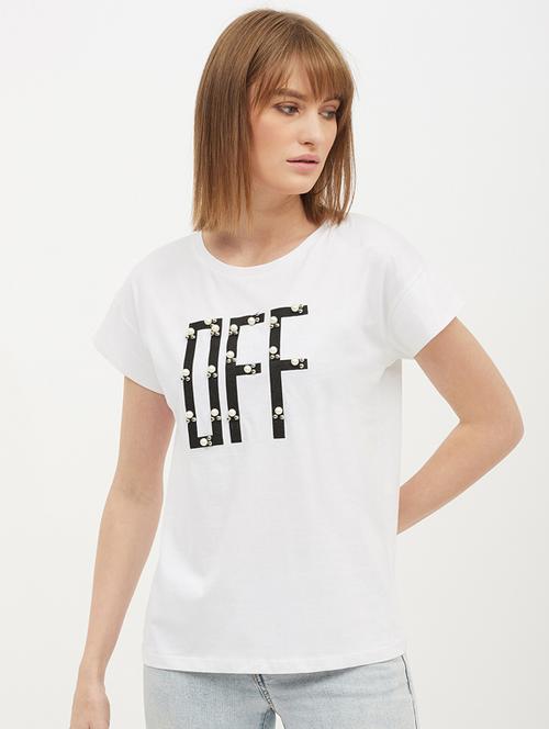 women's front print round neck t-shirt - 17221677 - Very Small Image - 1