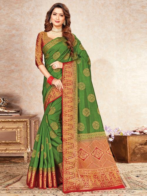 women's self design green colored saree - 17225009 - Very Small Image - 1