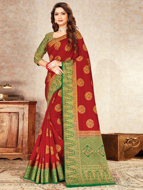 women's banarasi saree with blouse - 17225013 - Very Small Image - 1