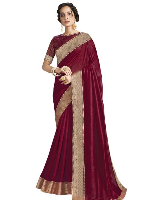 solid bordered  saree with blouse - 17225759 - Very Small Image - 1