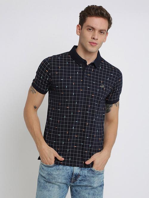 navy blue striped polo t-shirt - 17225924 - Very Small Image - 1