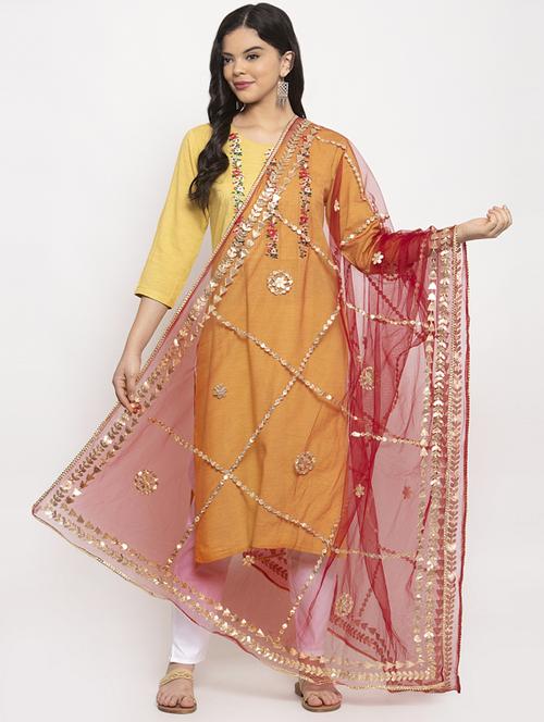 gota work embroidered dupatta - 17226210 - Very Small Image - 1