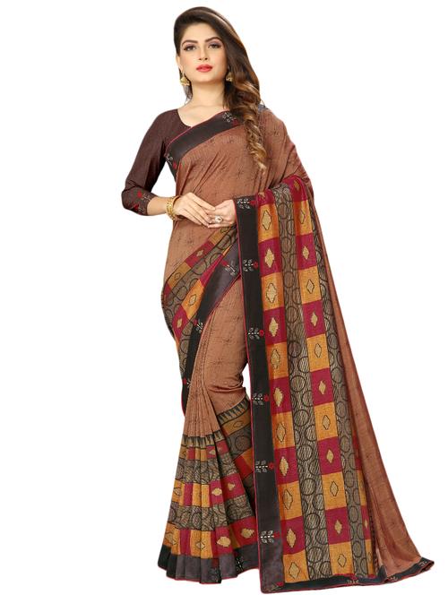 printed  bordered saree with blouse - 17227015 - Very Small Image - 1