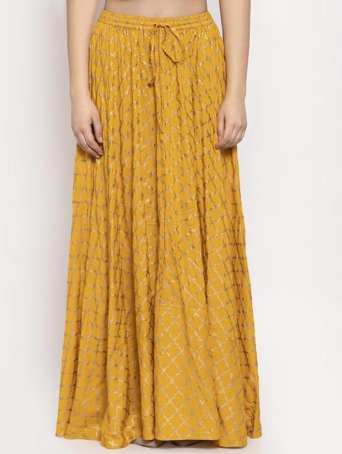 gold printed flared skirt - 17228583 - Very Small Image - 1