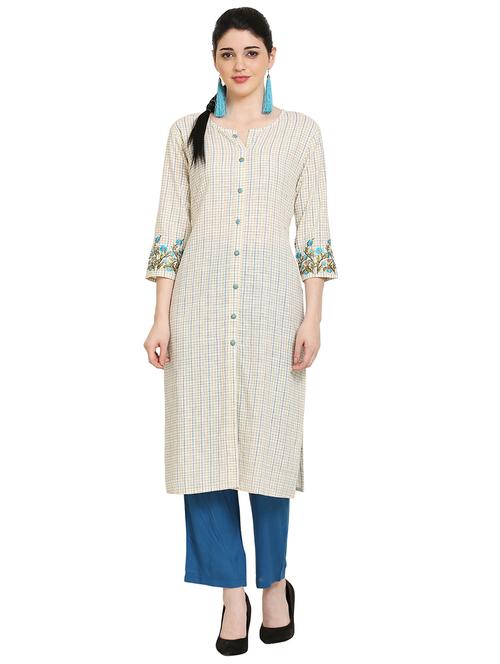 checkered straight kurta - 17229777 - Very Small Image - 1
