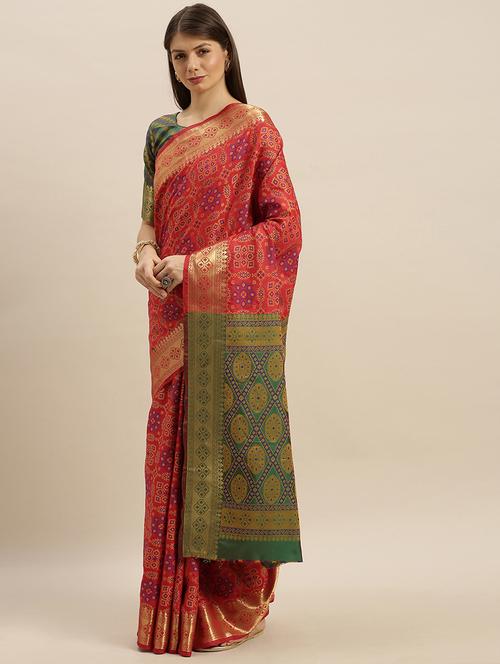printed patola saree with blouse - 17231169 - Very Small Image - 1