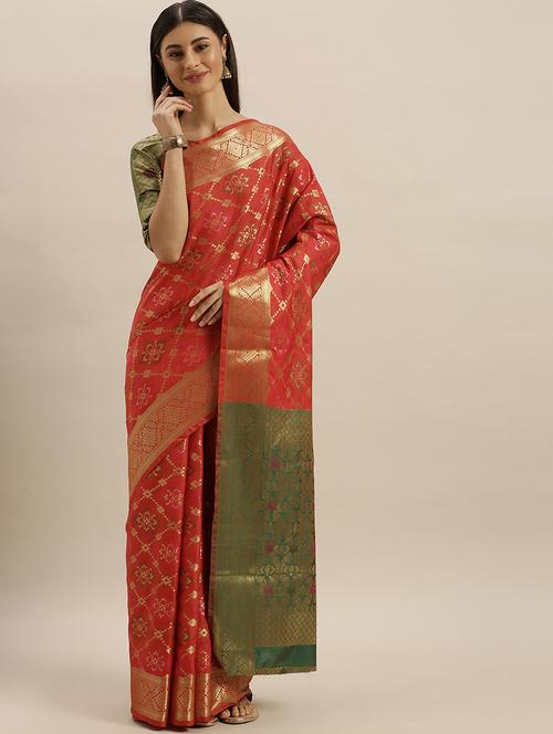 self design patola saree with blouse - 17231177 - Very Small Image - 1