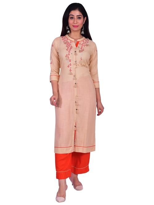 embroidered kurta palazzo set - 17231209 - Very Small Image - 1