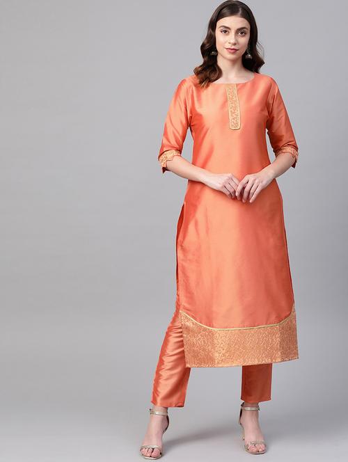 solid kurta pant set - 17231302 - Very Small Image - 1