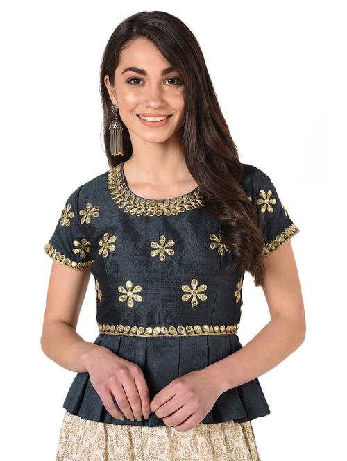 self design gota work blouse - 17231608 - Very Small Image - 1