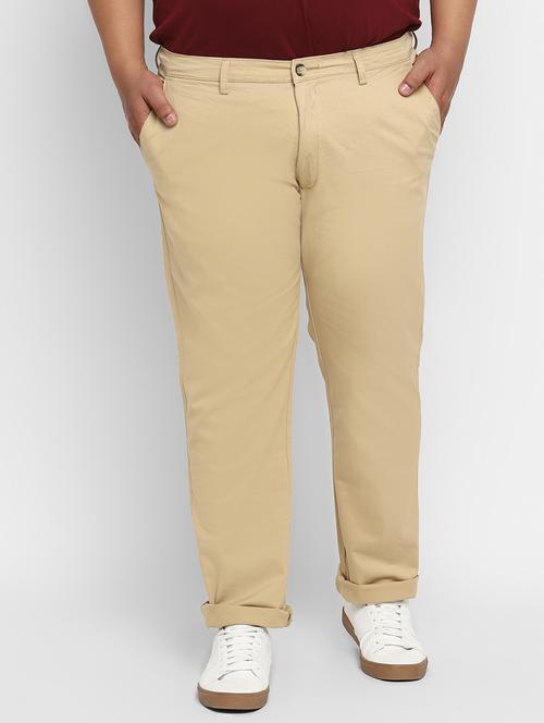 plus size beige solid chinos - 17234414 - Very Small Image - 1