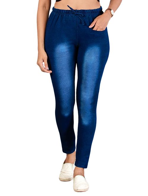 navy blue cotton blend jeggings - 17234756 - Very Small Image - 1