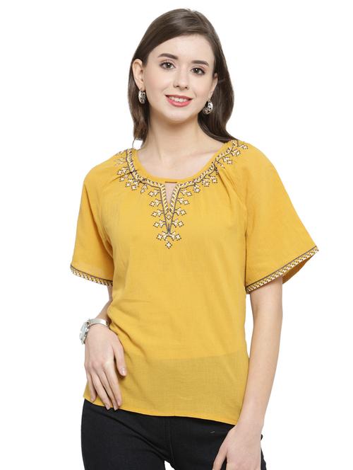 drawstring detail embroidered top - 17236900 - Very Small Image - 1