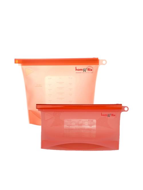  food safe silicone reusable vegetable storage bags for microwave & fridge with airtight storage pouch.(pack of 2) - 17237573 - Very Small Image - 1