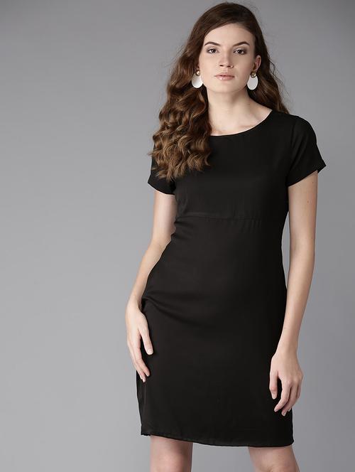 round neck solid sheath dress - 17239383 - Very Small Image - 1