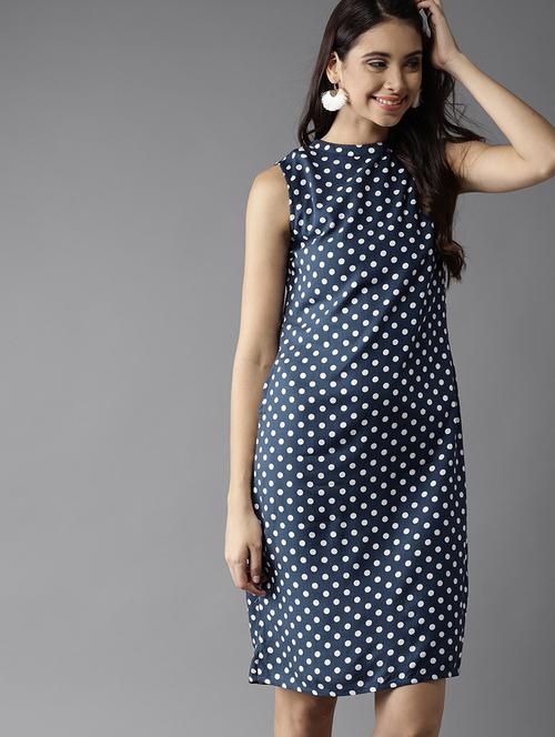 round neck polka dot a-line dress - 17239385 - Very Small Image - 1