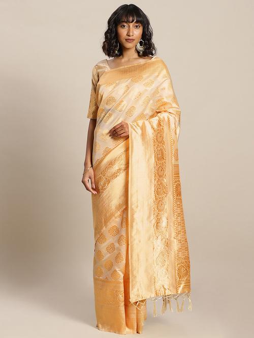 self design banarasi saree with blouse - 17239896 - Very Small Image - 1