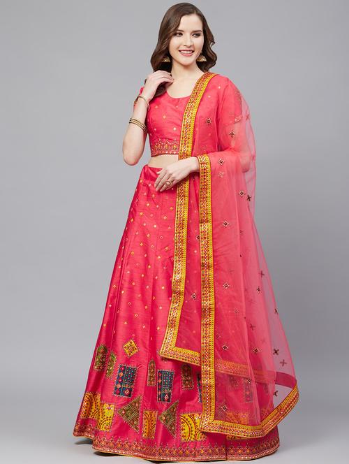 embroidered flared unstitched lehenga - 17240651 - Very Small Image - 1