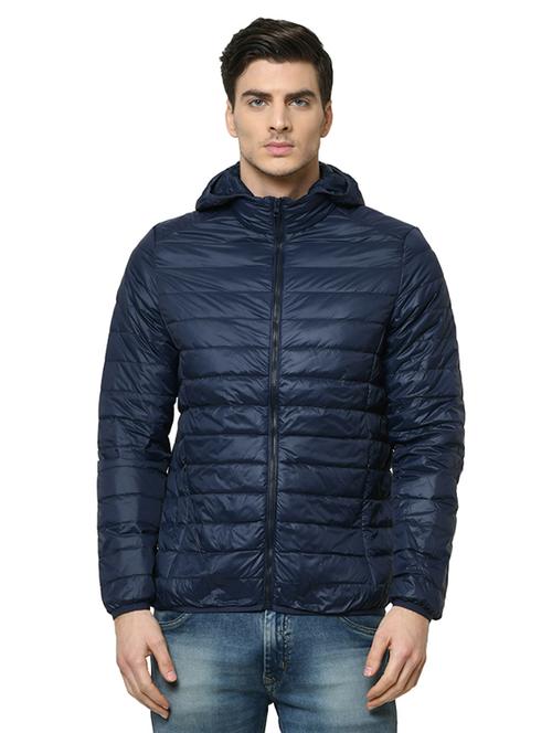 navy blue solid quilted jacket - 17241243 - Very Small Image - 1