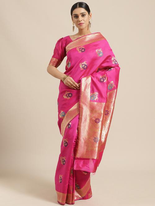 floral printed saree with blouse - 17241592 - Very Small Image - 1