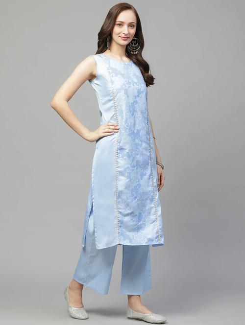 foil print kurta palazzo set - 17242221 - Very Small Image - 1