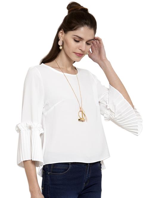 pleated bell sleeved top  - 17243165 - Very Small Image - 1