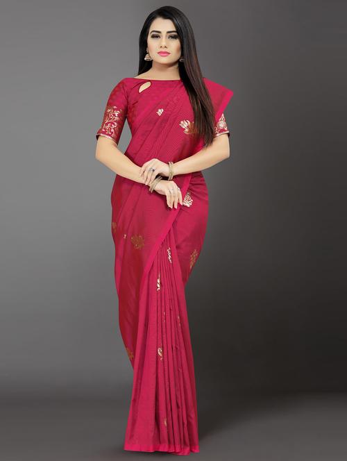 self design banarasi saree with blouse - 17245029 - Very Small Image - 1