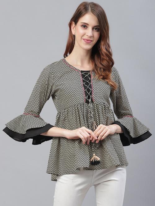 tie-up gathered top with mask  - 17245161 - Very Small Image - 1