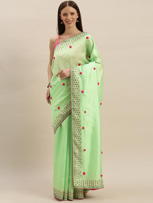 contrast banarasi saree with blouse - 17245639 - Very Small Image - 1