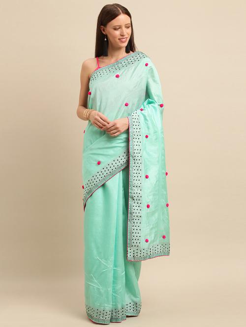 solid banarasi saree with blouse - 17245641 - Very Small Image - 1