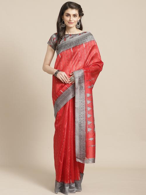 ikat printed saree with blouse - 17246499 - Very Small Image - 1